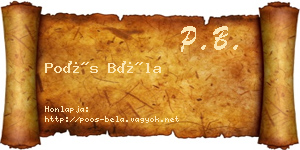 Poós Béla névjegykártya